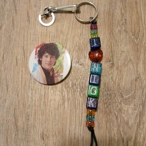 Nick Jonas button & key ring